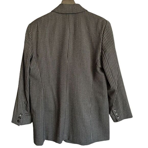 Vintage 90s Pendleton 100% Virgin Wool Pinstripe Blazer Black - Picture 6 of 12